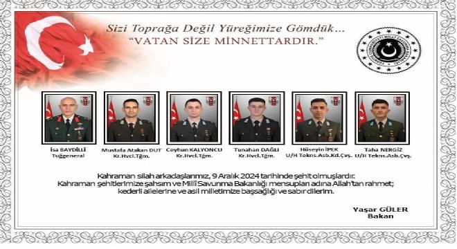 Şehitler memleketlerine uğurlanacak